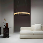 Avalon Alabaster Round Chandelier - 23.6″Dia x 59″HBlackWarm WhiteBlushlighting