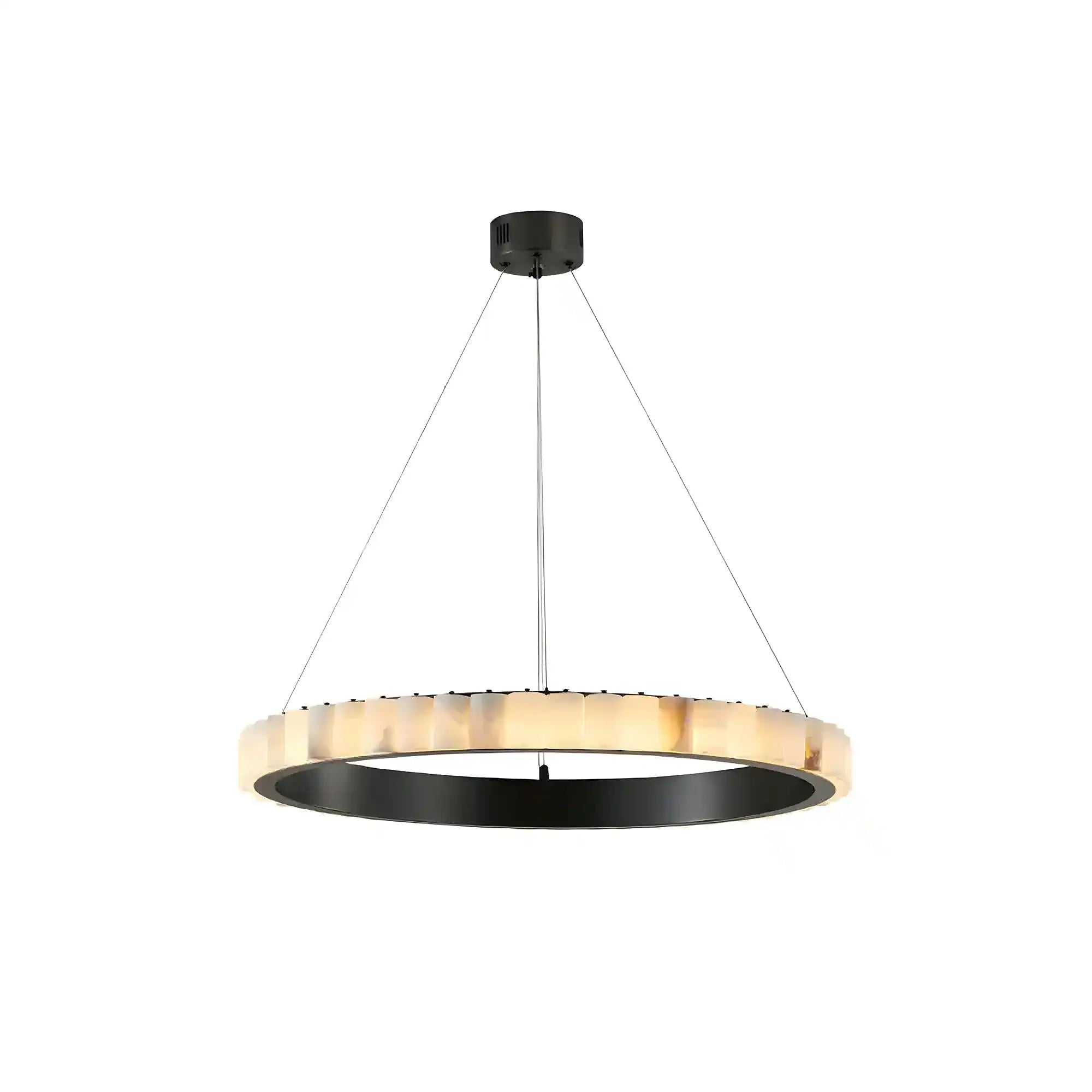 Avalon Alabaster Round Chandelier - 23.6″Dia x 59″HBlackWarm WhiteBlushlighting