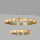 Avalon Halo Modern Chandelier - Satin Brass With Honed Alabaster StoneBlushlighting