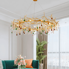 Avis Colorful Crystal Rain Branch Chandelier - 35.43" diamBlushlighting