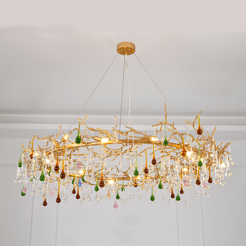 Avis Colorful Crystal Rain Branch Chandelier - 43.31" diamBlushlighting