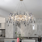Avis Crystal Rain Branch Chandelier - 31.5" diamColorfulChromeBlushlighting