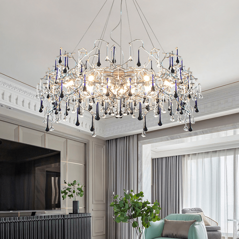 Avis Crystal Rain Branch Chandelier - 31.5" diamClearBrassBlushlighting