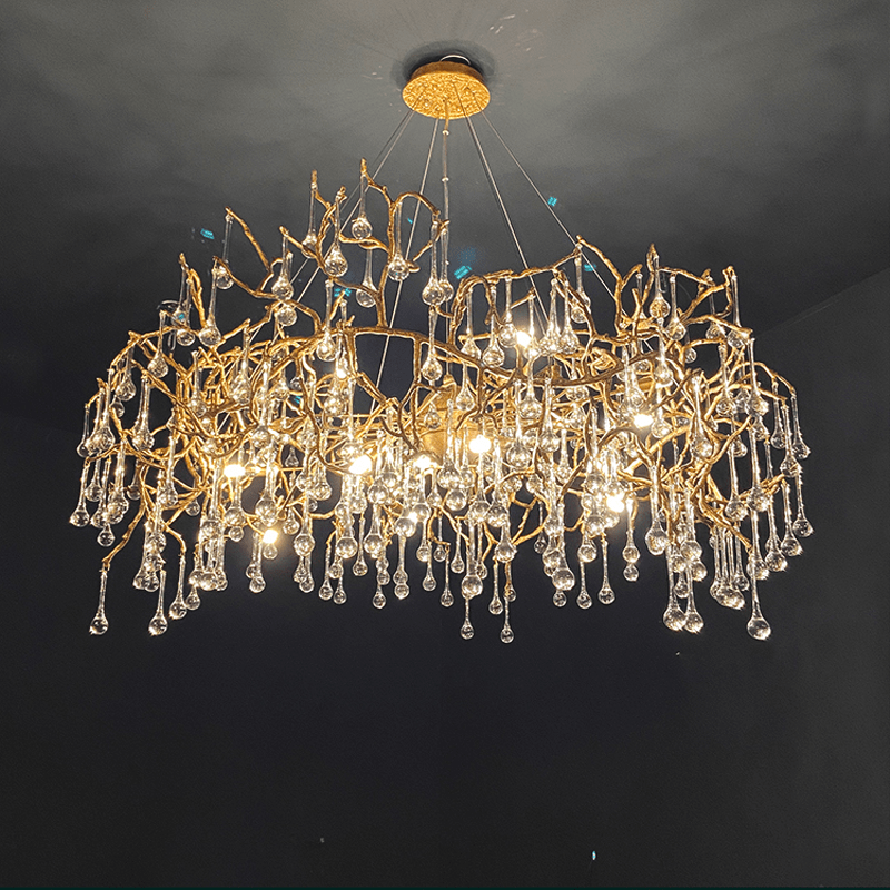 Avis Crystal Rain Branch Chandelier - 31.5" diamClearBrassBlushlighting