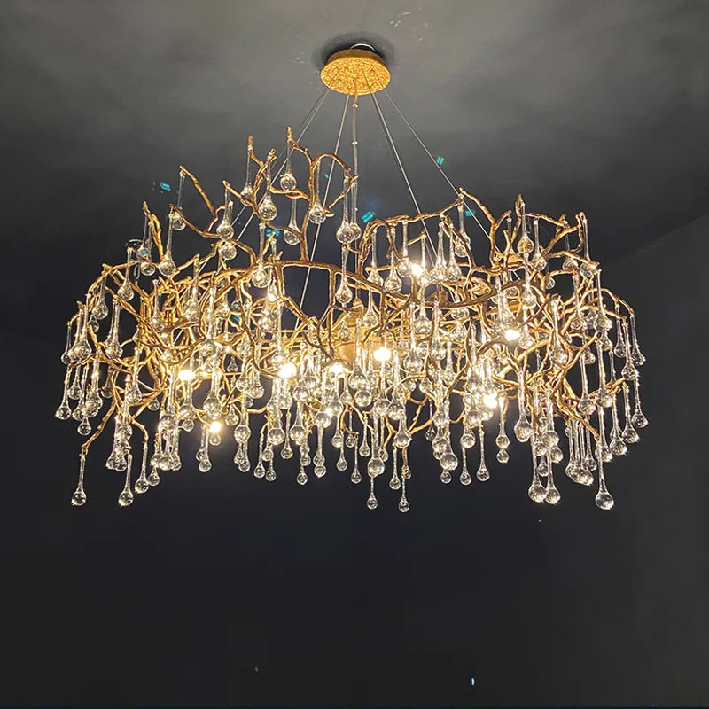 Avis Crystal Raindrop Branch Chandelier - Ineffable Lighting
