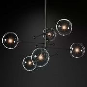 Sierra Glass Globe Modern Six-Arm Chandelier 55"W