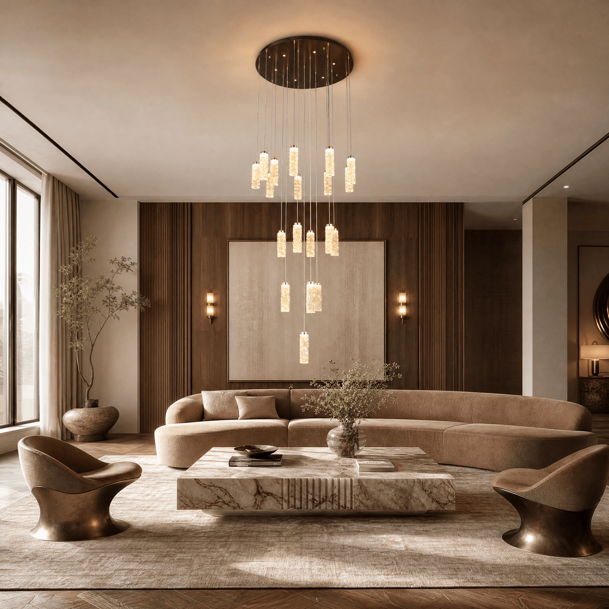 Bamboo Zen Modern Multi-Tier Cluster Chandelier - Blushlighting