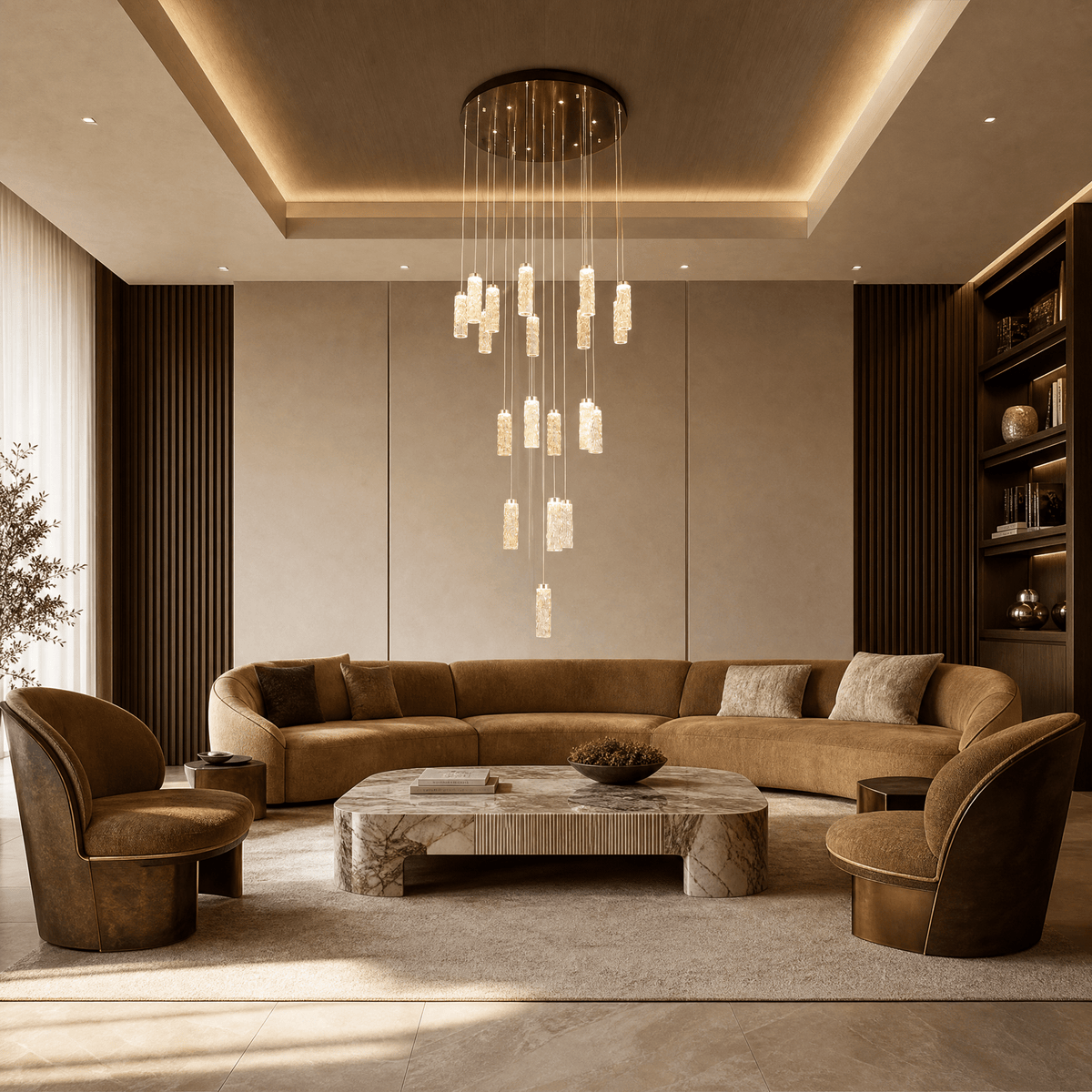 Bamboo Zen Modern Multi-Tier Cluster Chandelier - Blushlighting