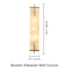 Beckett Alabaster Wall Sconce - ∅ 4.7″ x H 23.6″ / Dia 12cm x H 60cmBrassBlushlighting