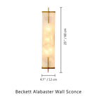 Beckett Alabaster Wall Sconce - ∅ 4.7″ x H 23.6″ / Dia 12cm x H 60cmBrassBlushlighting