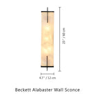 Beckett Alabaster Wall Sconce - ∅ 4.7″ x H 23.6″ / Dia 12cm x H 60cmBrassBlushlighting