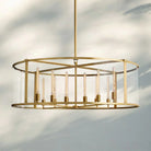 Beckmen Glass Lantern Modern Round Chandelier 33''44"55''-55‘’-Lacquered Burnished Brass-