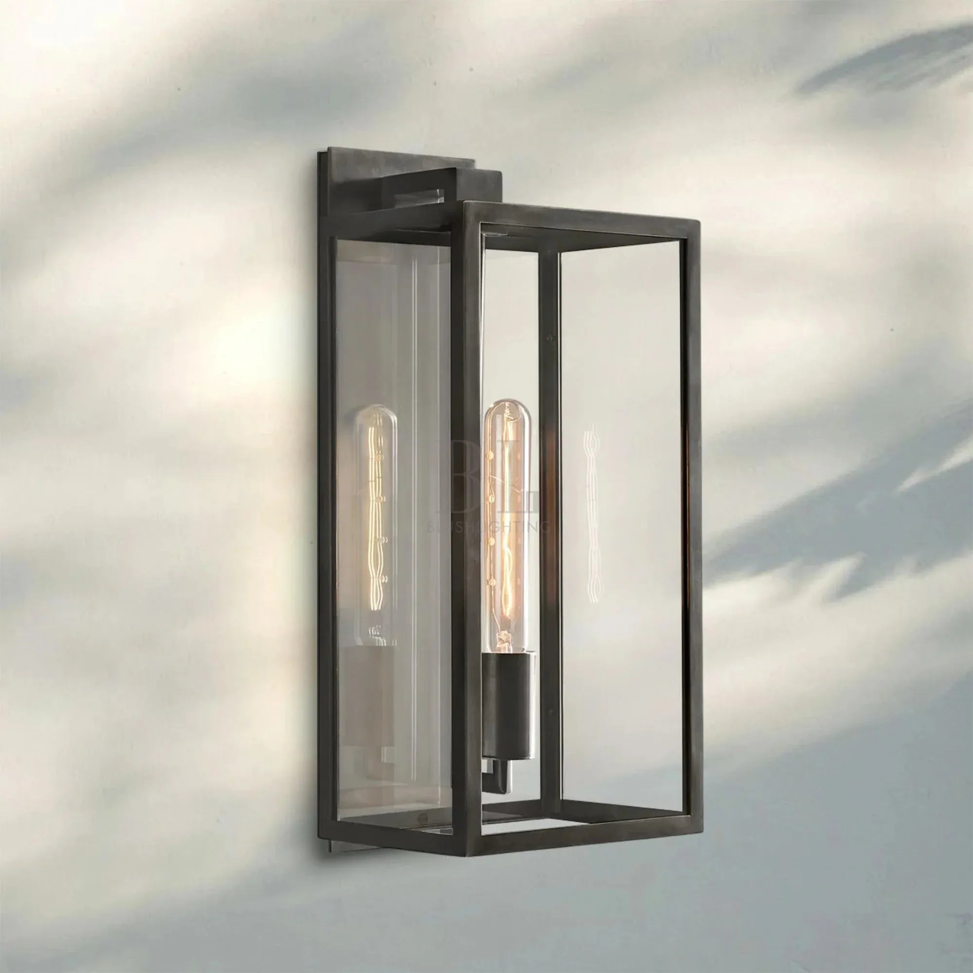 Beckmen Glass Lantern Outdoor Wall Sconce 18'' 21'' 28''-18''H-Bronze-