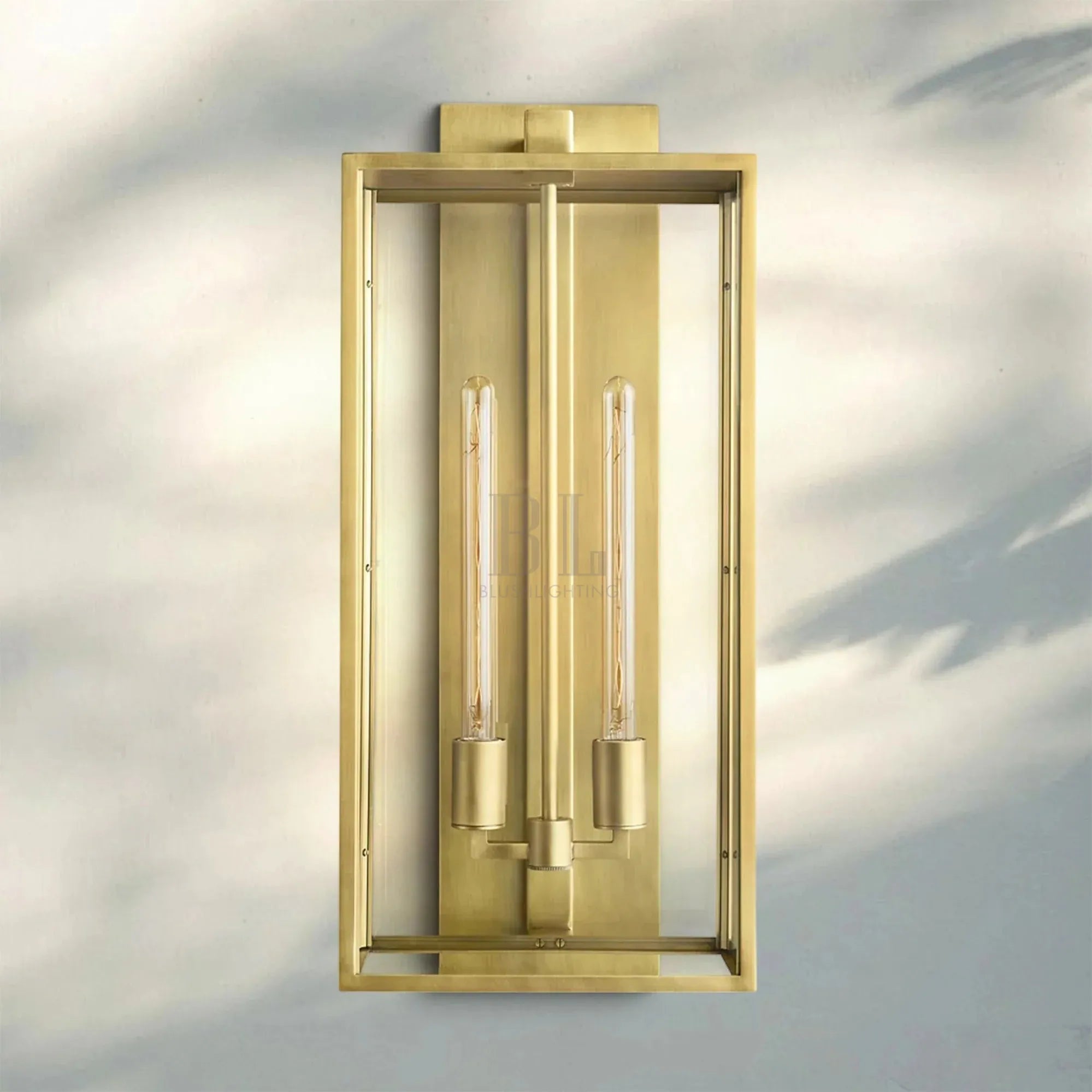 Beckmen Glass Lantern Outdoor Wall Sconce 18'' 21'' 28''-28''H-Lacquered Burnished Brass-
