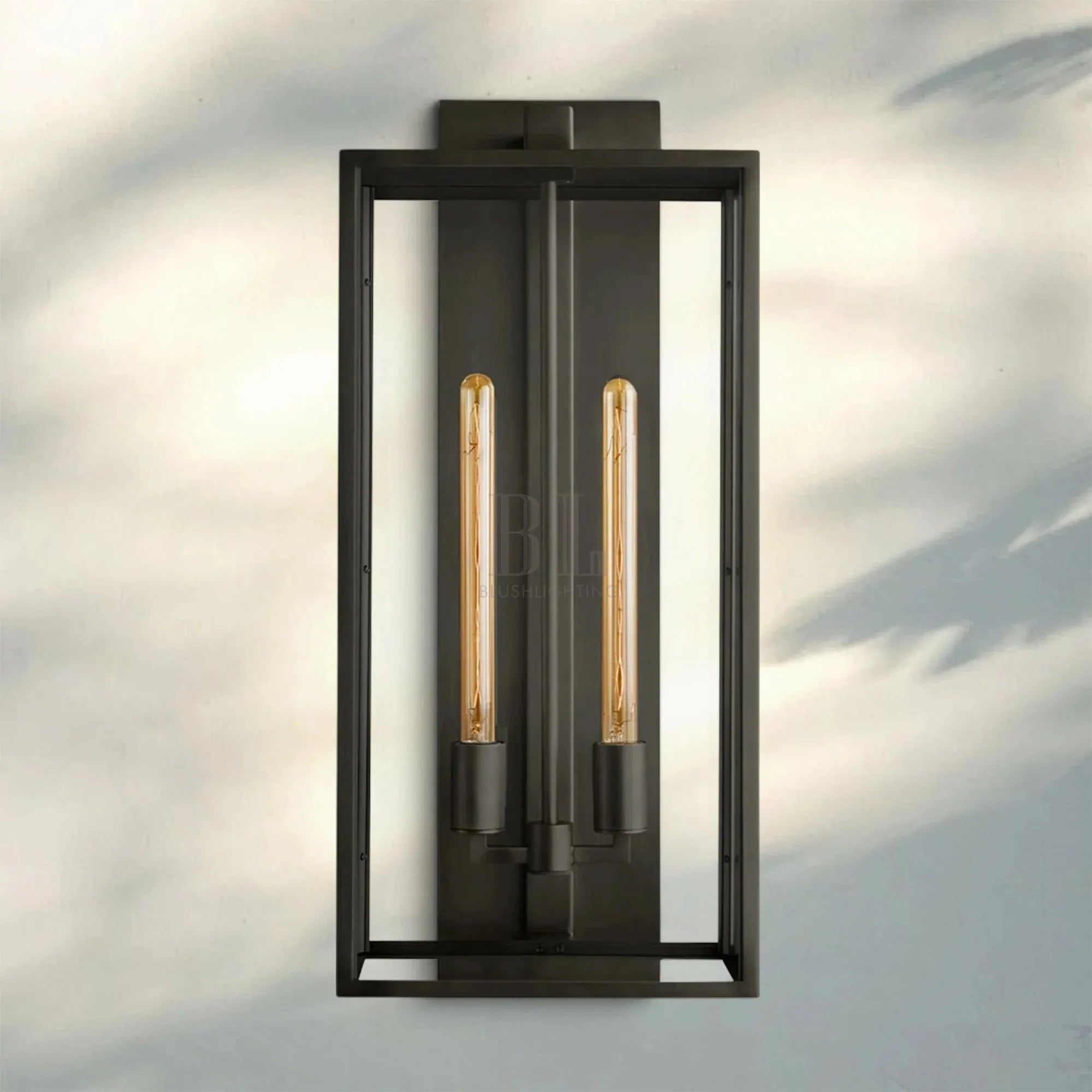 Beckmen Glass Lantern Outdoor Wall Sconce 18'' 21'' 28''-28''H-Bronze-