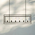 Beckmen Glass Retangular Chandelier for Living Room, Dining Table 54'' 72''-Retangular: 72'' 8-Light-Lacquer Brass-