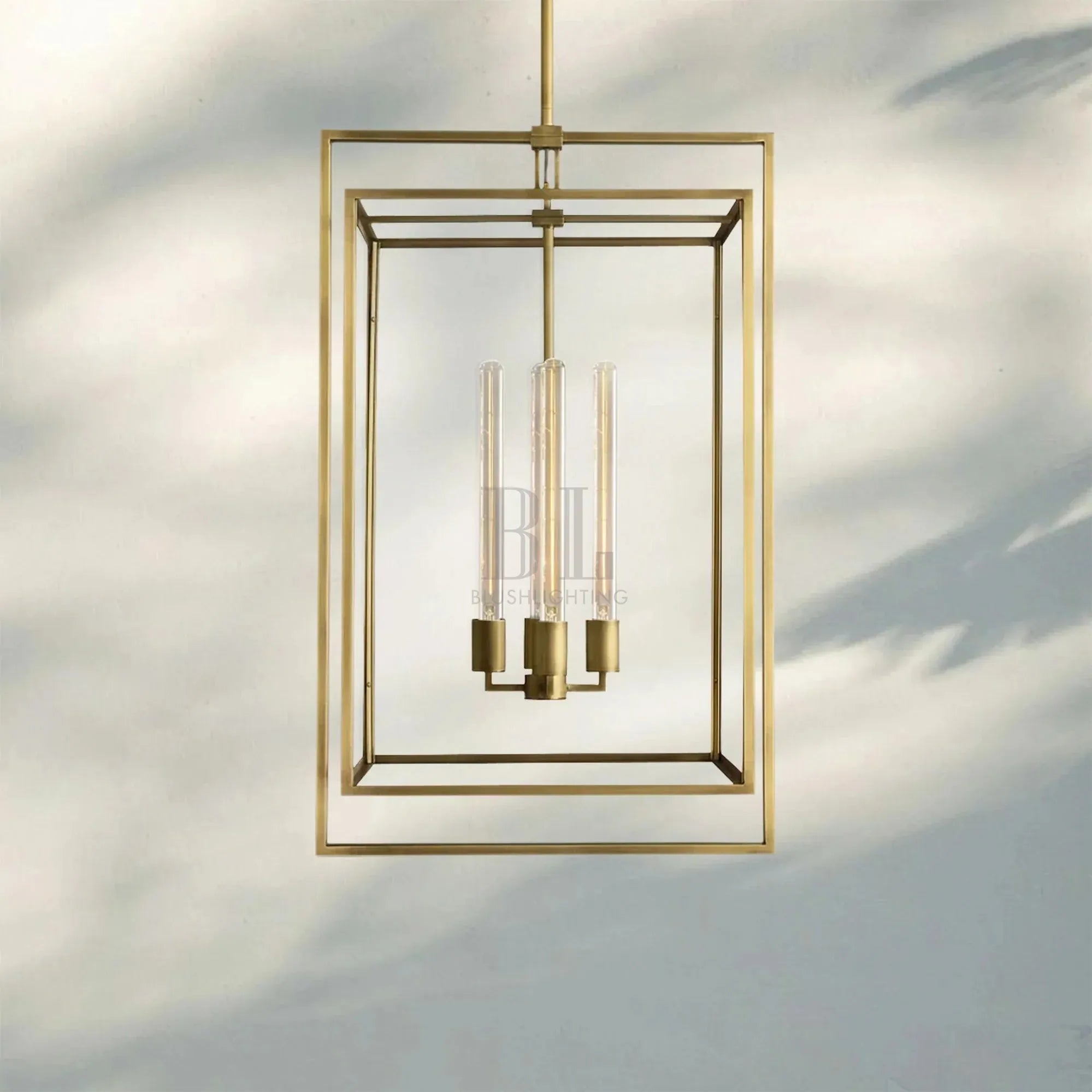 Beckmen Pendant Light-34''-Lacquered Burnished Brass-