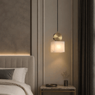 Bedroom Pendant Light | Spanish Alabaster Mid-Century Modern | Lunessa - squareØ4.72 × H9.06 inBlushlighting