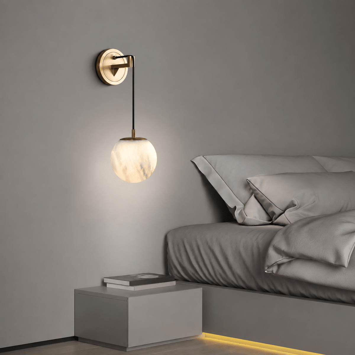 Bedroom Wall Pendant | Spanish Alabaster Mid-Century Modern | Orlena - Ø15 cmBlushlighting