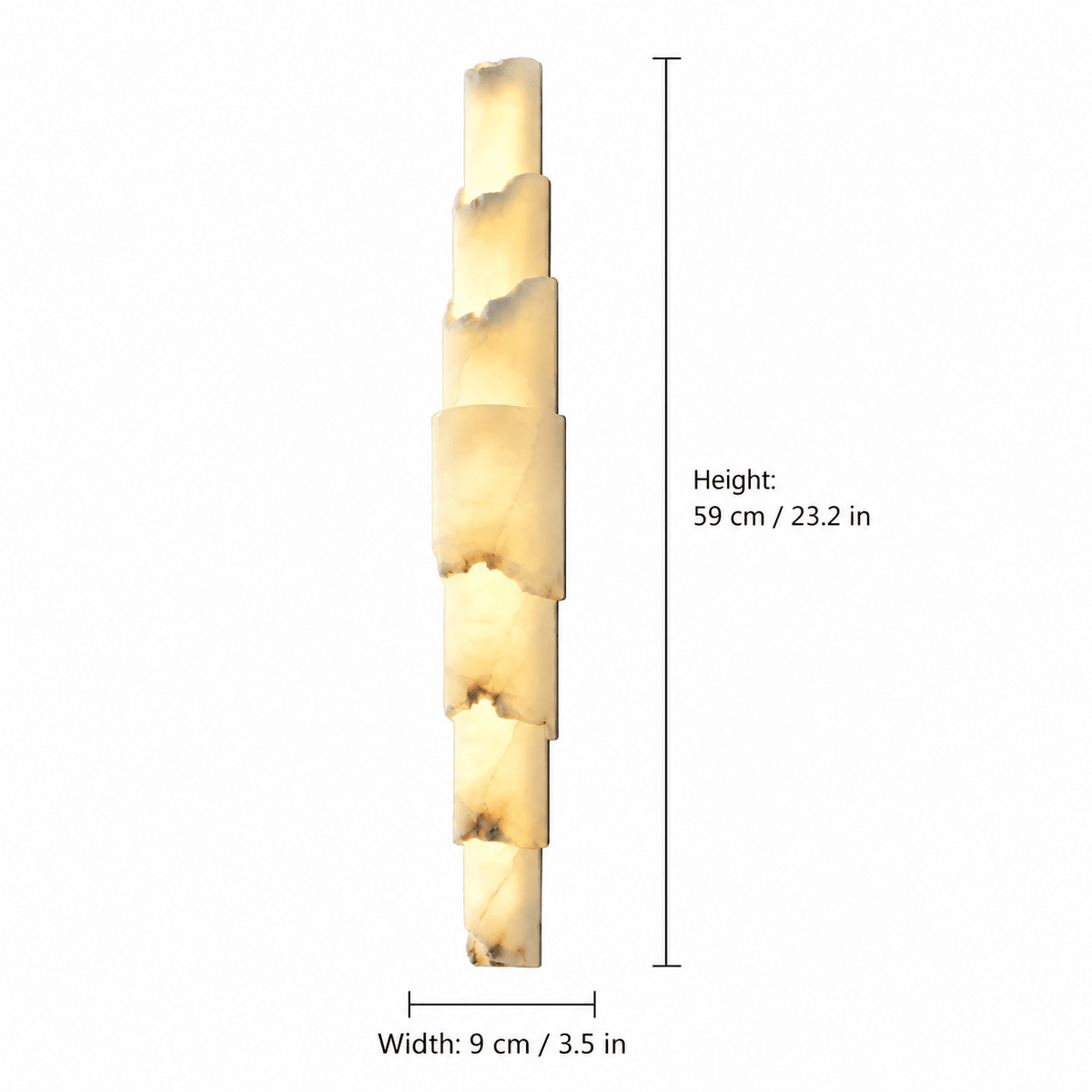 Bedroom Wall Sconce | Layered Alabaster Organic Modern | Stravelle - H59 x W9 cm (23.2 x 3.5 in)Blushlighting