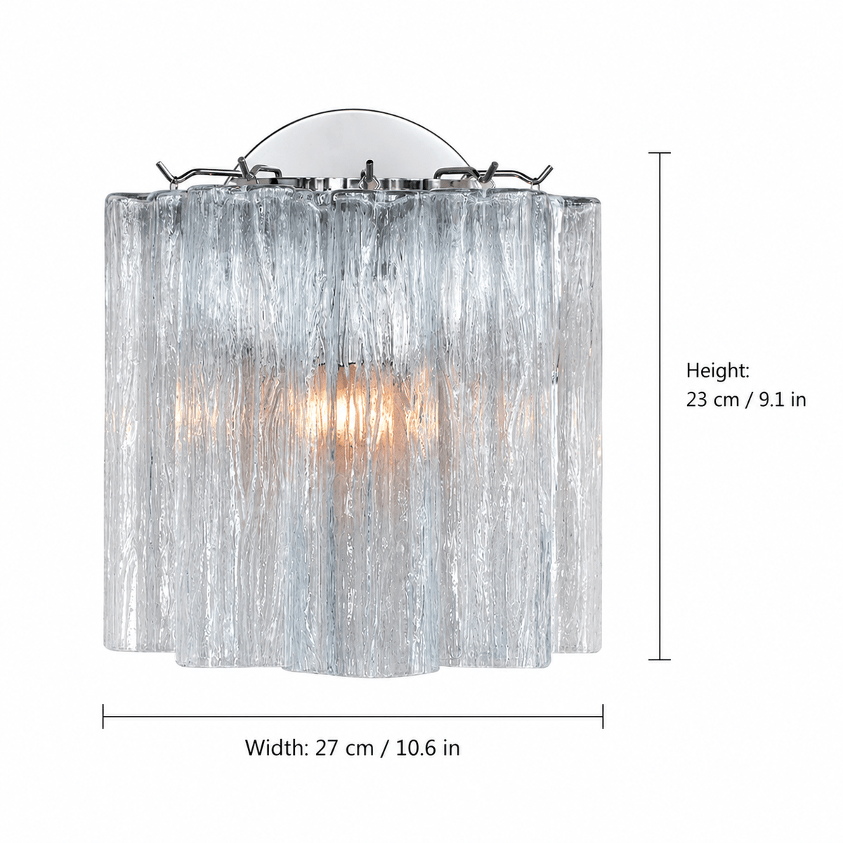 Bedroom Wall Sconce | Murano-Style Fluted Glass | Mirelle - ClearBlushlighting