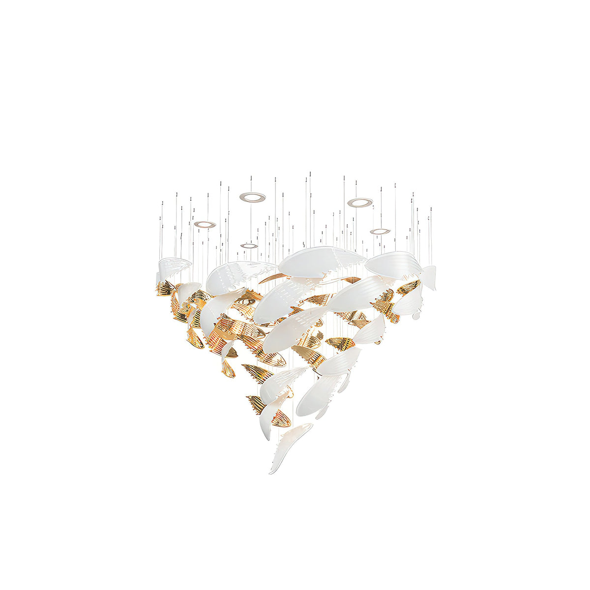 Bennett Chandelier - ∅ 23.6″ x 39.4″ / Dia 60cm x 100cmWhite & GoldWarm LightBlushlighting
