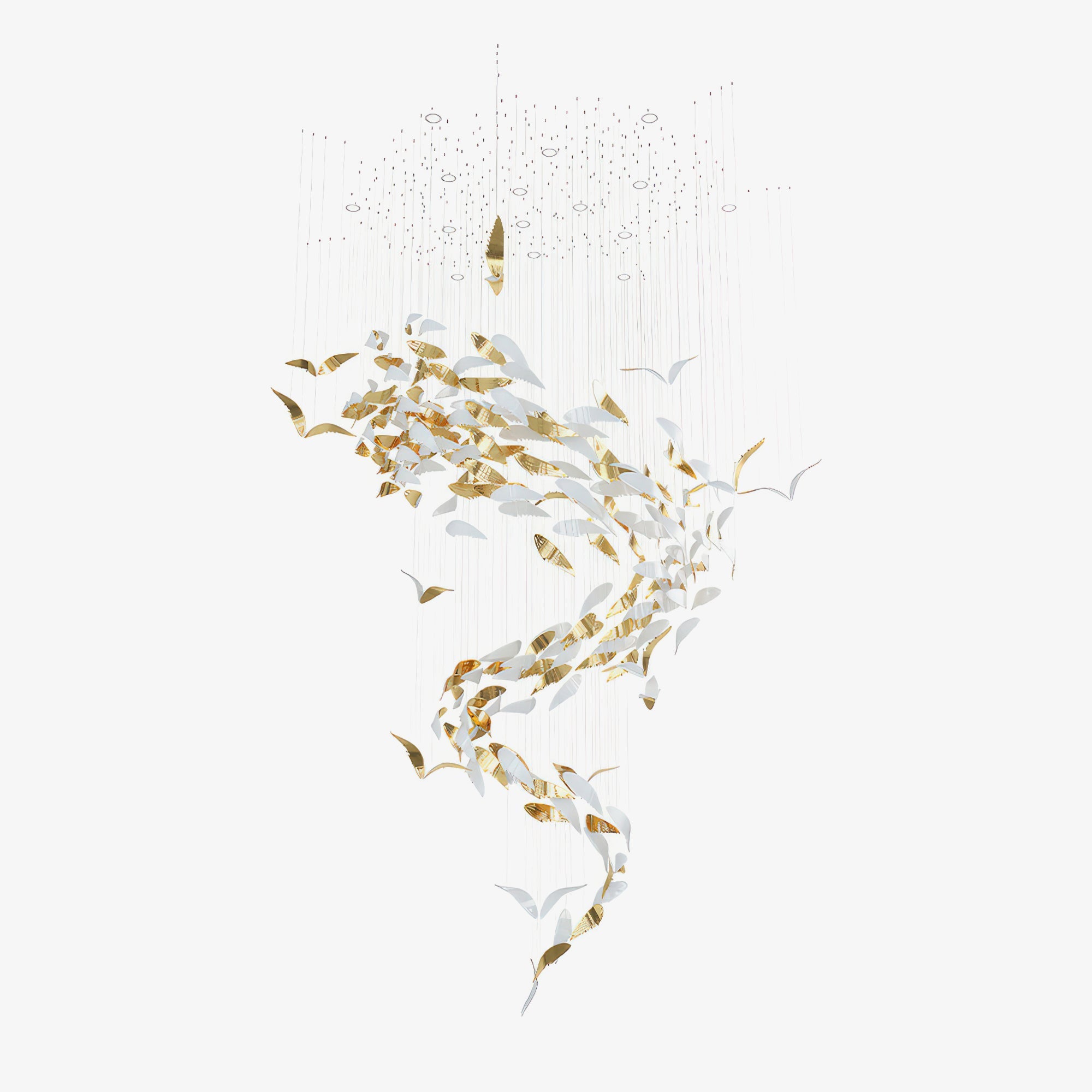 Bennett Chandelier - ∅ 23.6″ x 39.4″ / Dia 60cm x 100cmWhite & GoldWarm LightBlushlighting