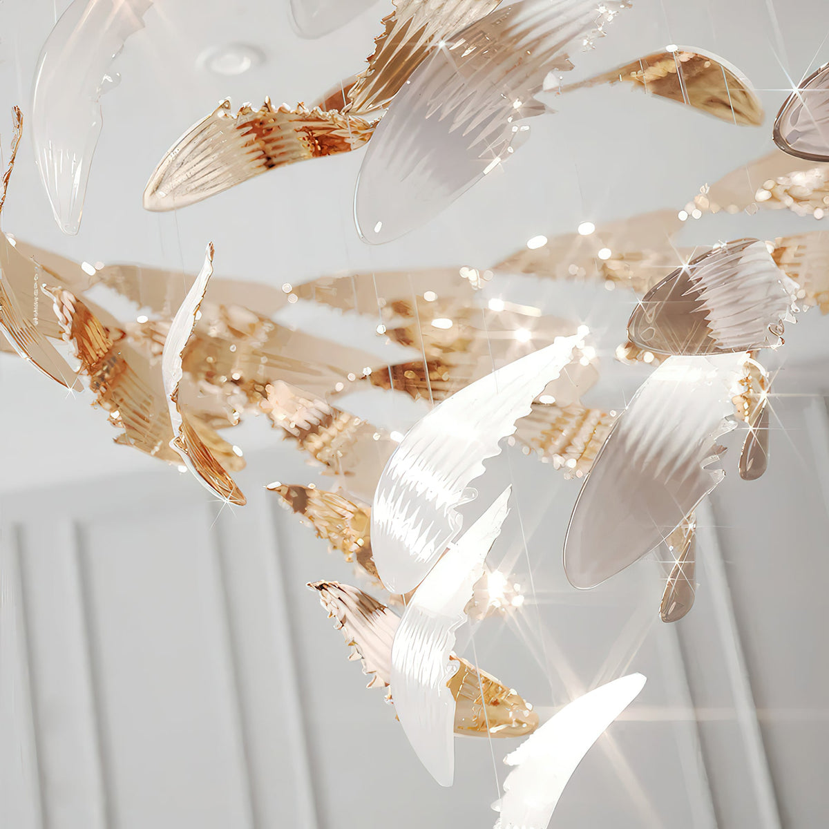 Bennett Chandelier - ∅ 23.6″ x 39.4″ / Dia 60cm x 100cmWhite & GoldWarm LightBlushlighting