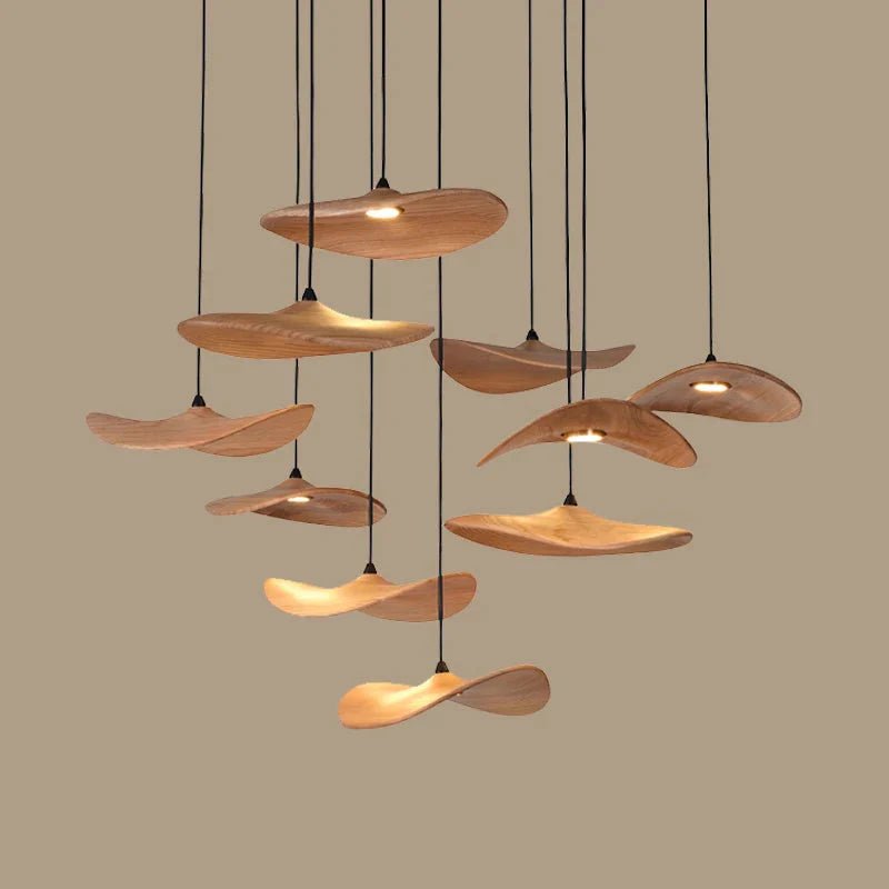 Bidi Multi Light Pendant Chandelier - Light WoodRound 10 LightBlushlighting