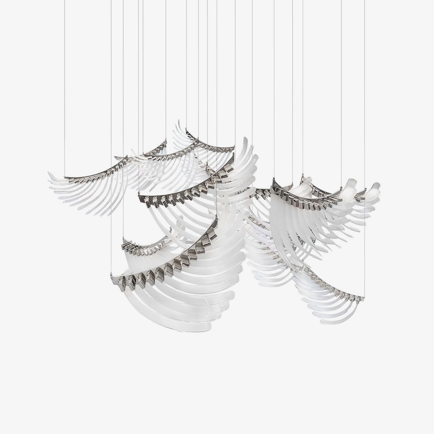 Bird Feather Wings LED Chandelier - Dia 200cm x H 250cm / ∅ 78.7″ x H 98.4″Silver & WhiteWarm LightBlushlighting