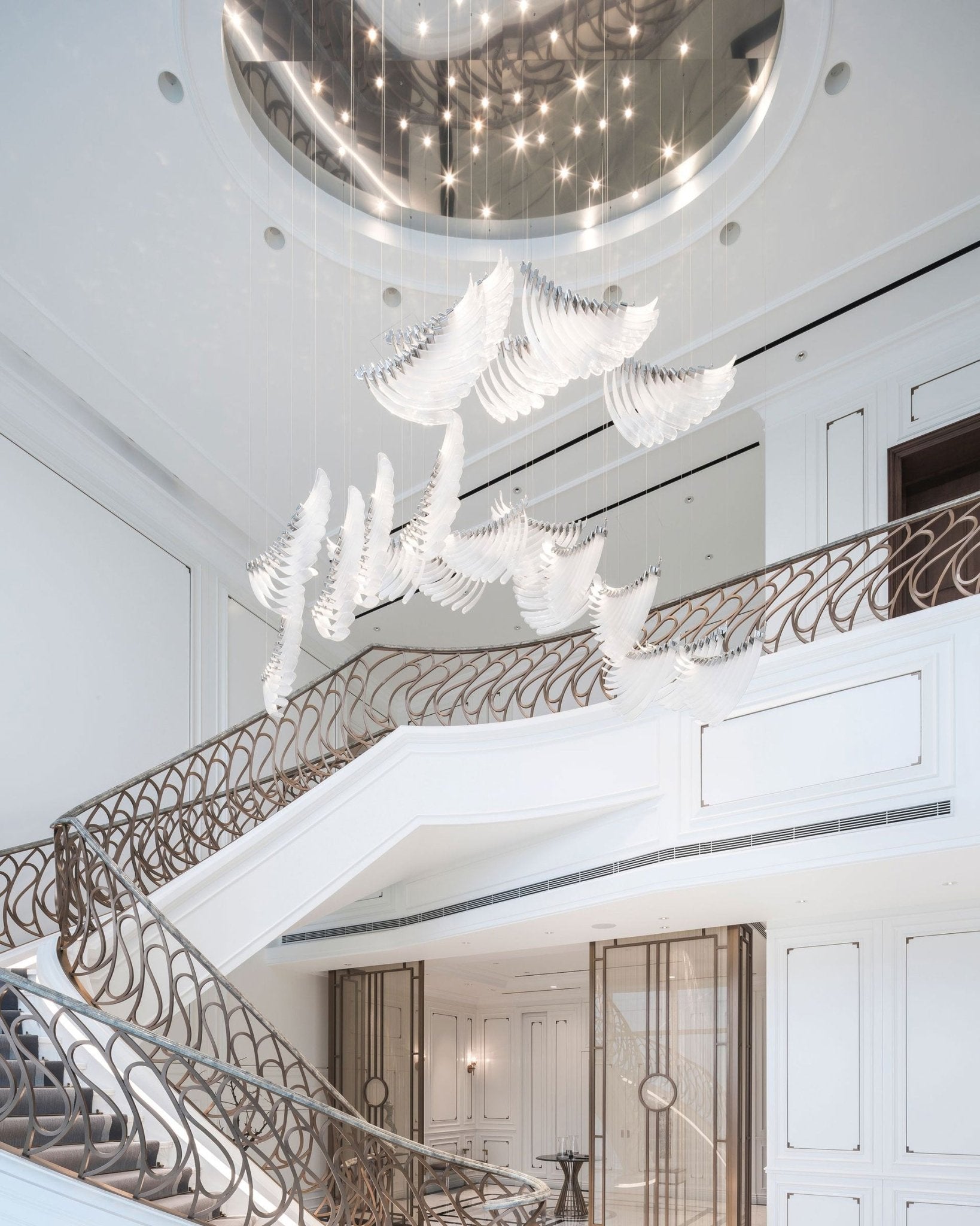 Bird Feather Wings LED Chandelier - Dia 200cm x H 250cm / ∅ 78.7″ x H 98.4″Silver & WhiteWarm LightBlushlighting