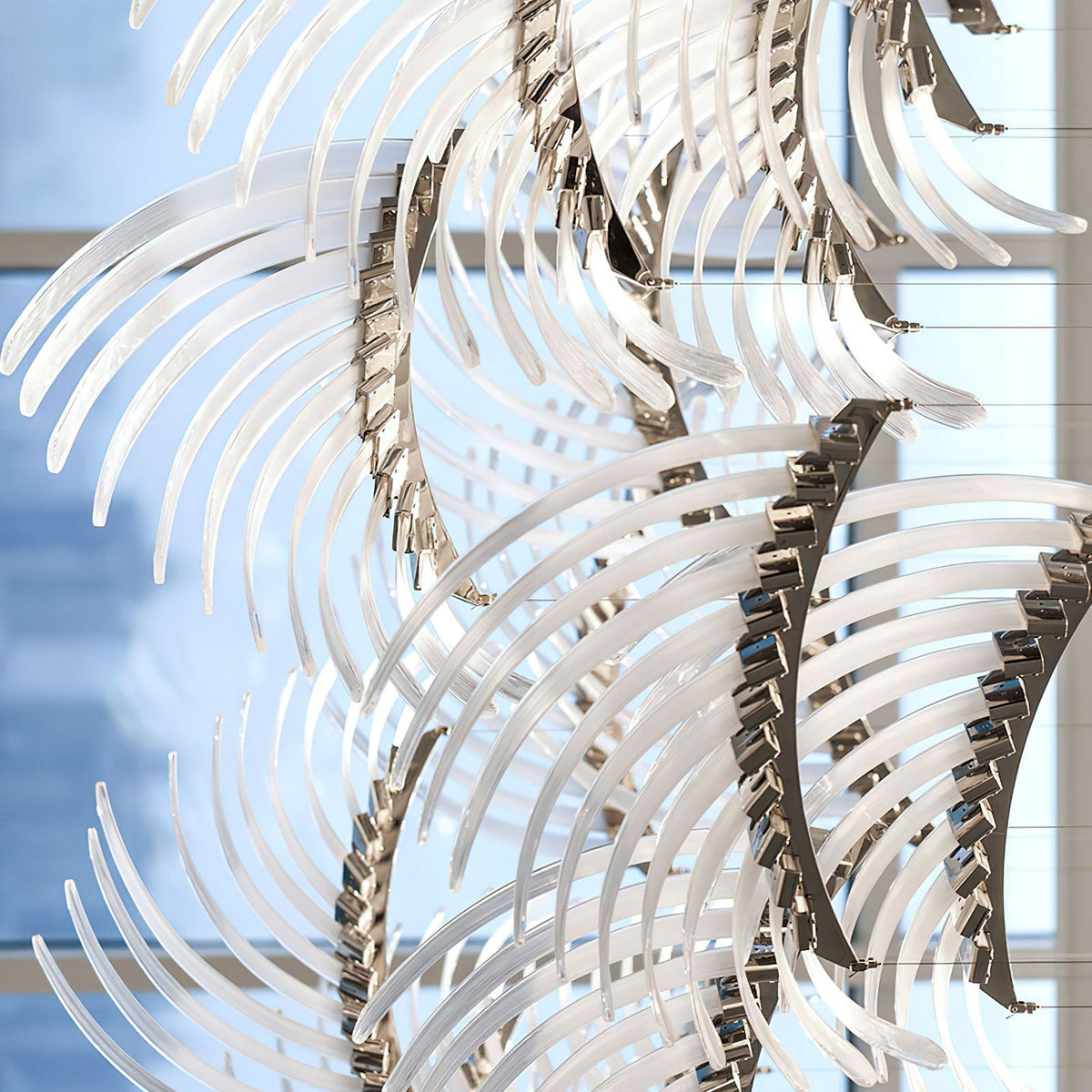 Bird Feather Wings LED Chandelier - Dia 200cm x H 250cm / ∅ 78.7″ x H 98.4″Silver & WhiteWarm LightBlushlighting