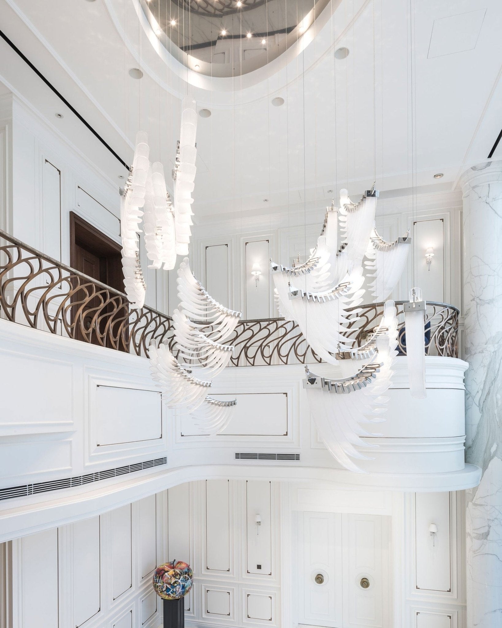Bird Feather Wings LED Chandelier - Dia 200cm x H 250cm / ∅ 78.7″ x H 98.4″Silver & WhiteWarm LightBlushlighting
