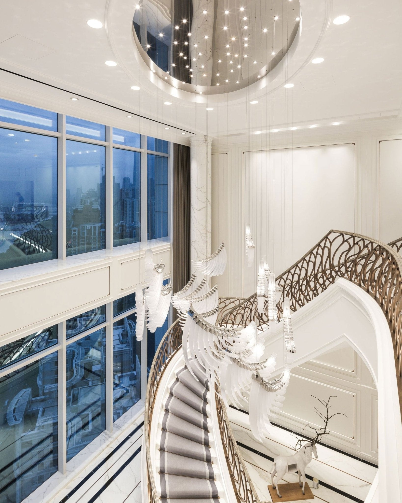 Bird Feather Wings LED Chandelier - Dia 200cm x H 250cm / ∅ 78.7″ x H 98.4″Silver & WhiteWarm LightBlushlighting