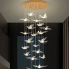 Bird Spiral Long Led Chandelier for Staircase and Foyer - Gold6 LightsCool white 6000KBlushlighting
