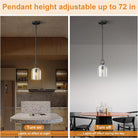 Black Crystal Modern Pendant Light with Adjustable 78‑Inch Height - 3 - Black - 5in - 1PC - RodsBlushlighting