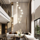 Black Crystal Staircase Chandelier with Adjustable Height and 8 Lights