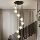 Black Crystal Staircase Chandelier with Adjustable Height and 8 Lights
