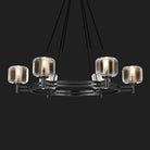 Black Round 36" K9 Crystal Chandelier with Adjustable Height - Black - Round - 36inBlushlighting