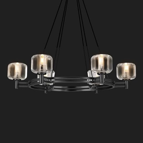 Black Round 36" K9 Crystal Chandelier with Adjustable Height - Black - Round - 36inBlushlighting