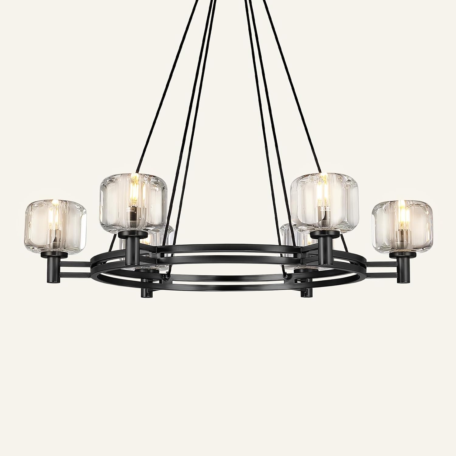 Black Round 36" K9 Crystal Chandelier with Adjustable Height - Black - Round - 36inBlushlighting