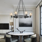 Black Round 36" K9 Crystal Chandelier with Adjustable Height - Black - Round - 36inBlushlighting