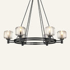 Black Round 36" K9 Crystal Chandelier with Adjustable Height