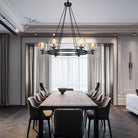 Black Round 36" K9 Crystal Chandelier with Adjustable Height