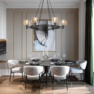 Black Round Crystal Chandelier, 36" K9 Crystal Chandeliers for Dining Room - Blushlighting