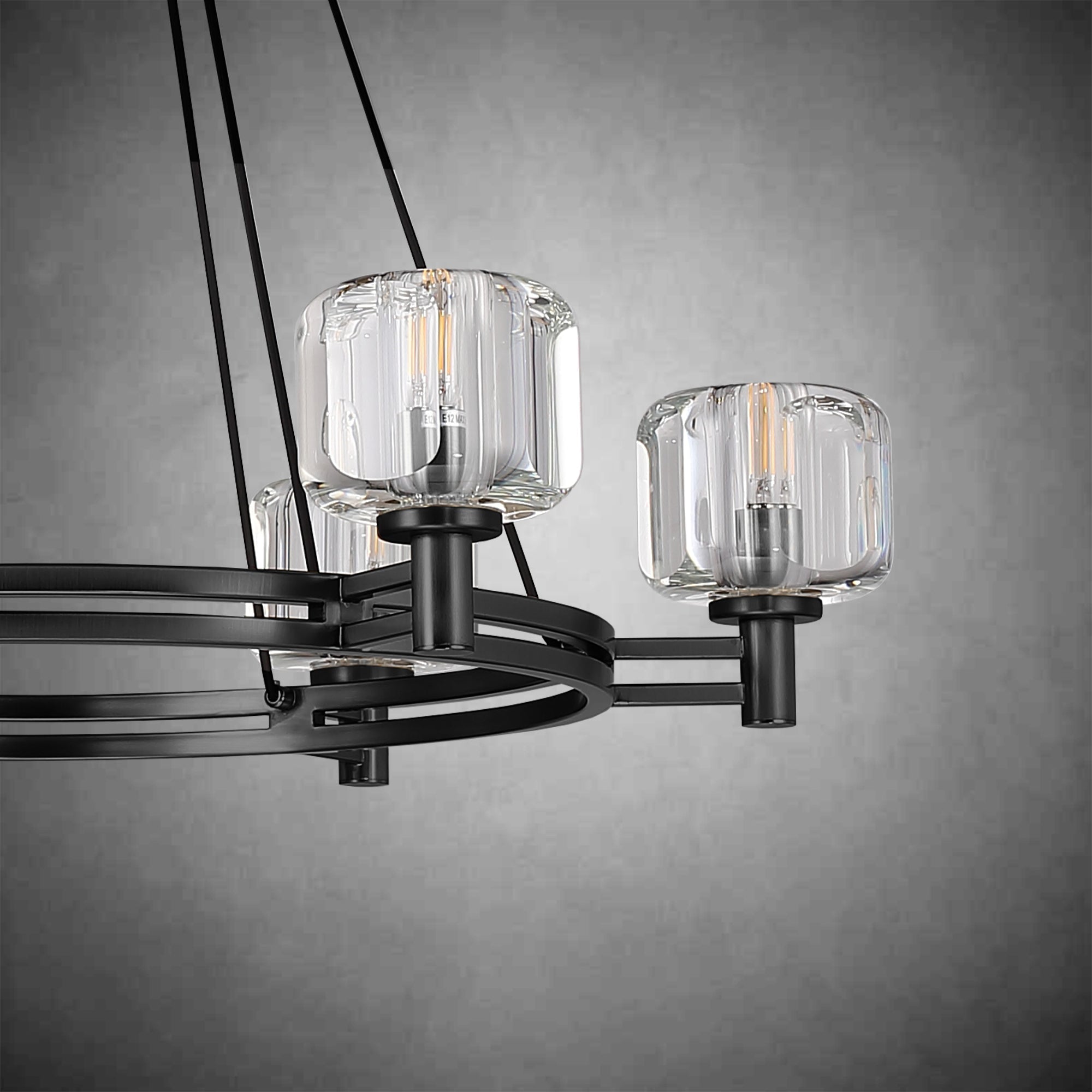 Black Round Crystal Chandelier, 36" K9 Crystal Chandeliers for Dining Room - Blushlighting