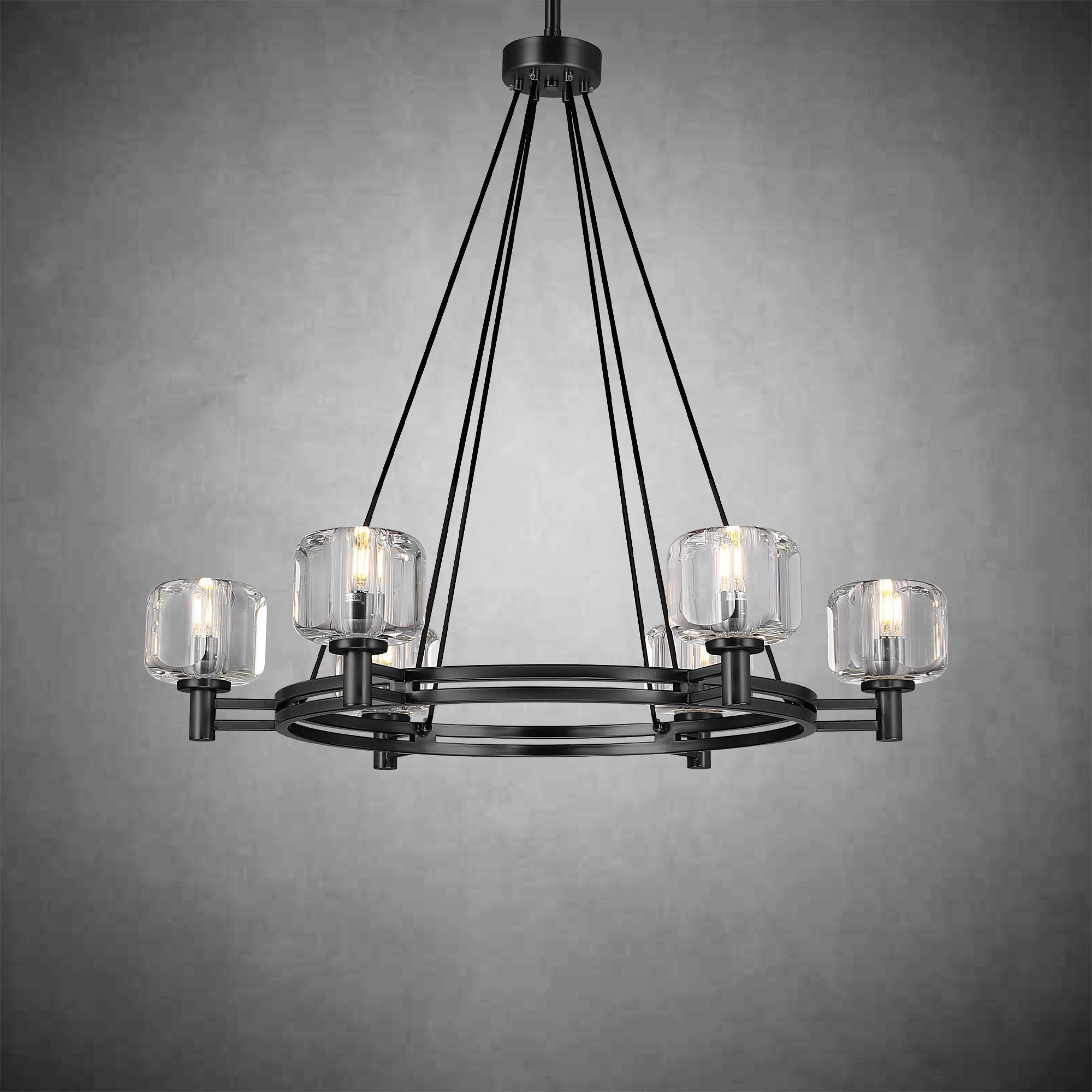 Black Round Crystal Chandelier, 36" K9 Crystal Chandeliers for Dining Room - Blushlighting