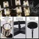 Black Wagon Wheel Chandelier 18" Modern Farmhouse 16‑Light K9 Fixture