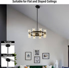Black Wagon Wheel Chandelier 18" Modern Farmhouse 16‑Light K9 Fixture