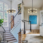 Black Wagon Wheel Chandelier 18" Modern Farmhouse 16‑Light K9 Fixture